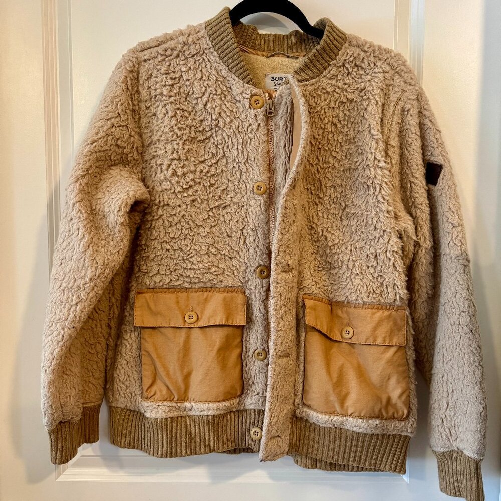 Burton Sherpa Fleece Bomber Jacket. Cream – Size L